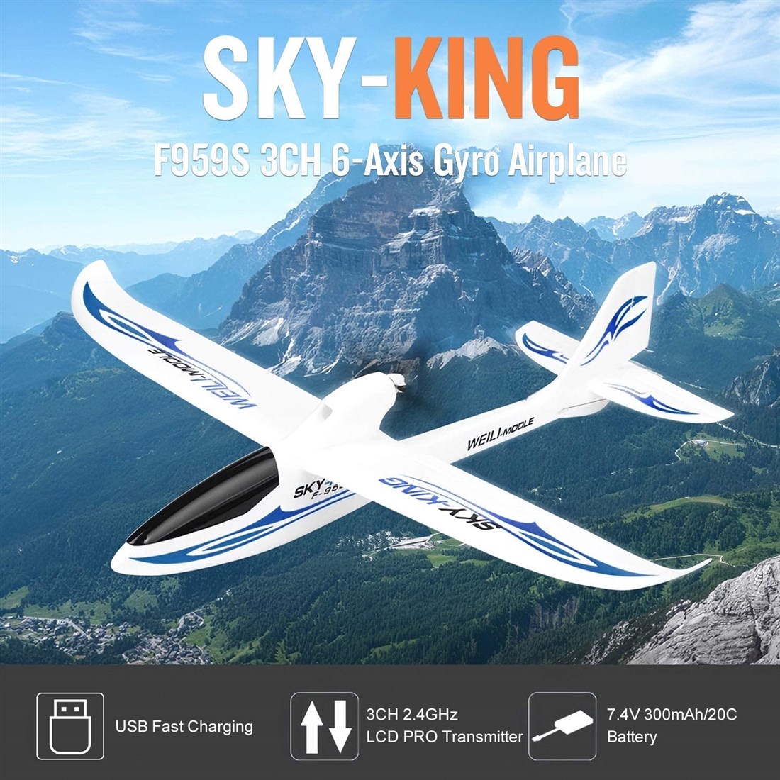 WLtoys Sky-King F959S 2.4GHz m/Gyro - Komplett