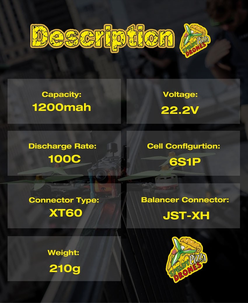 6s 1200mAh -100C - SpeedyPizzaDrones XT60