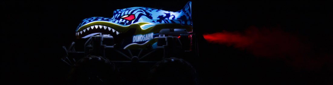Dinosaur - Stuntbil med lys, musikk, røyk - Blå