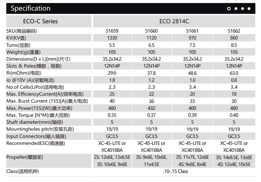 Dualsky ECO 2814C V2 970KV 105gram
