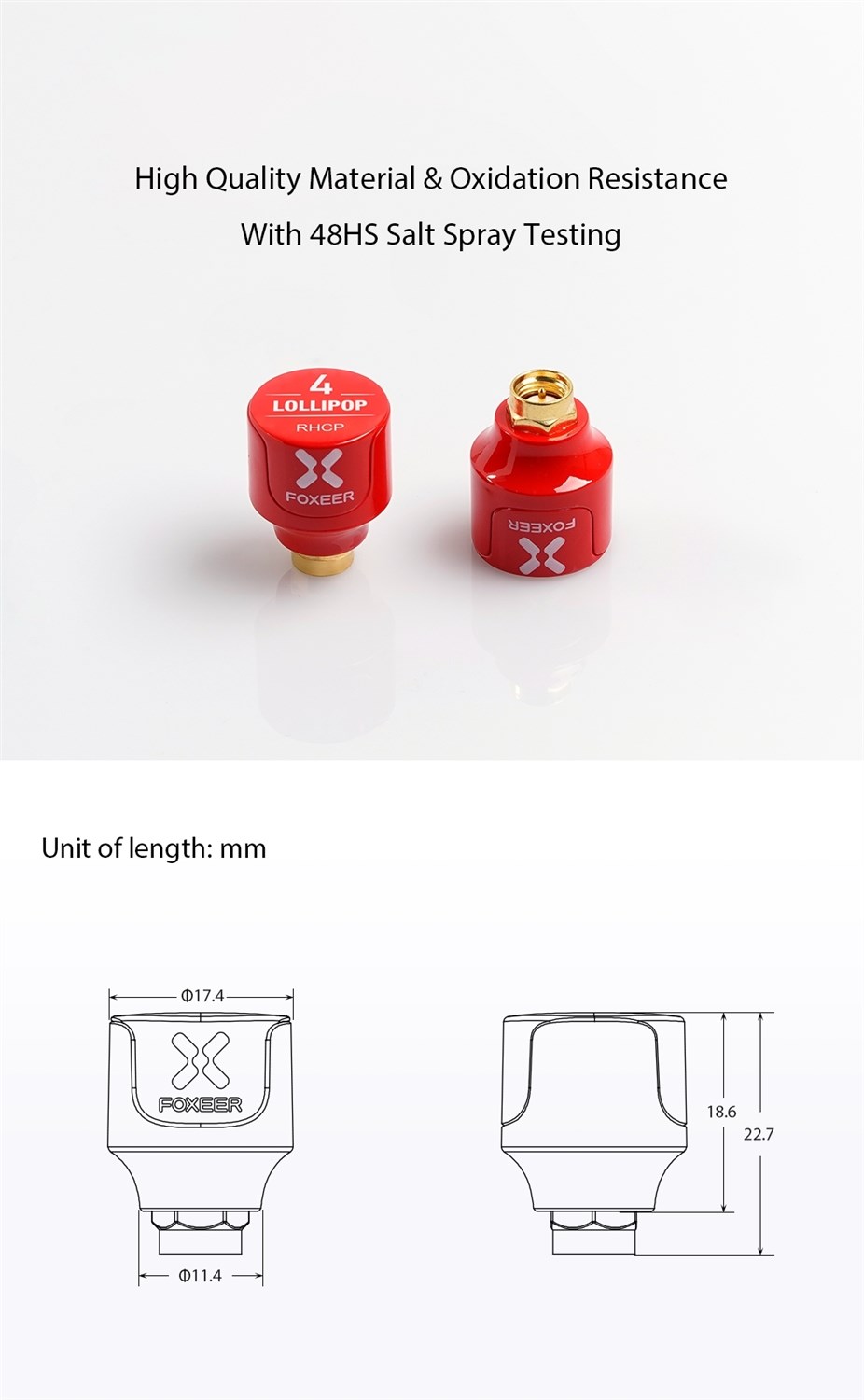 Foxeer Lollipop 4 Stubby 5.8G RHCP SMA Red 2st