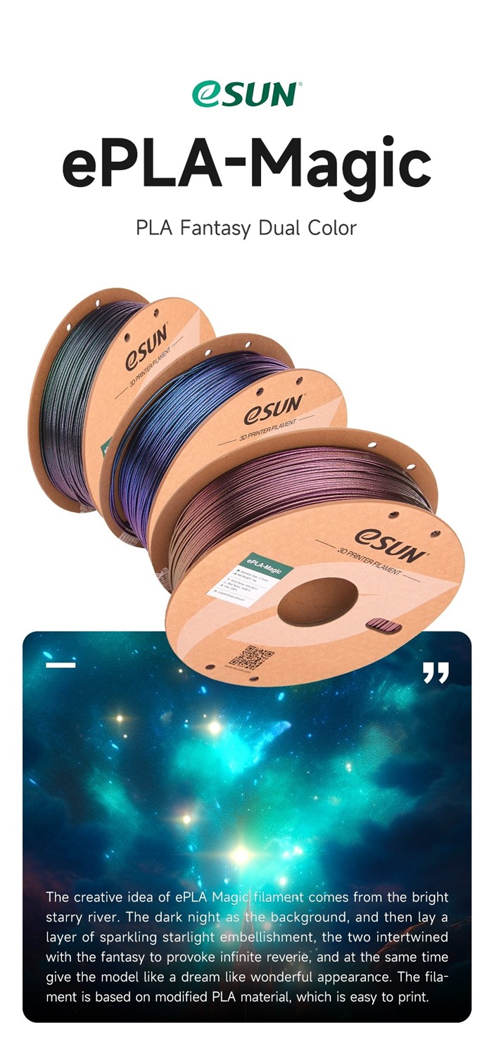 eSUN PLA-Magic 1.75mm 1kg - Dark Twinkling Blue