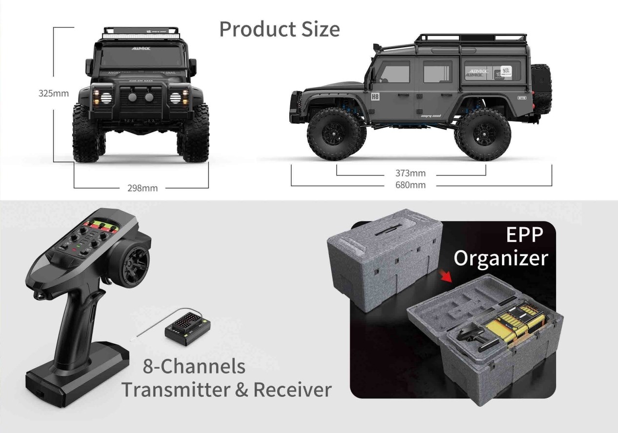 MJX Allrock H8H Brushless 1:8 Crawler 4WD Yellow