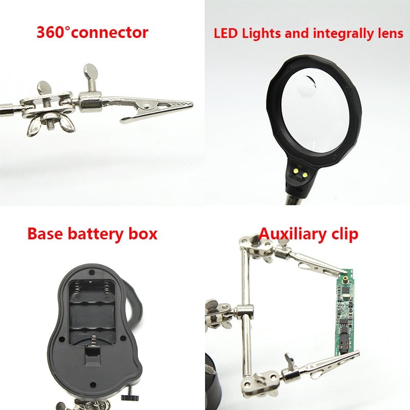Sequre PCB Welding Auxiliary Clamp Magnifier LED