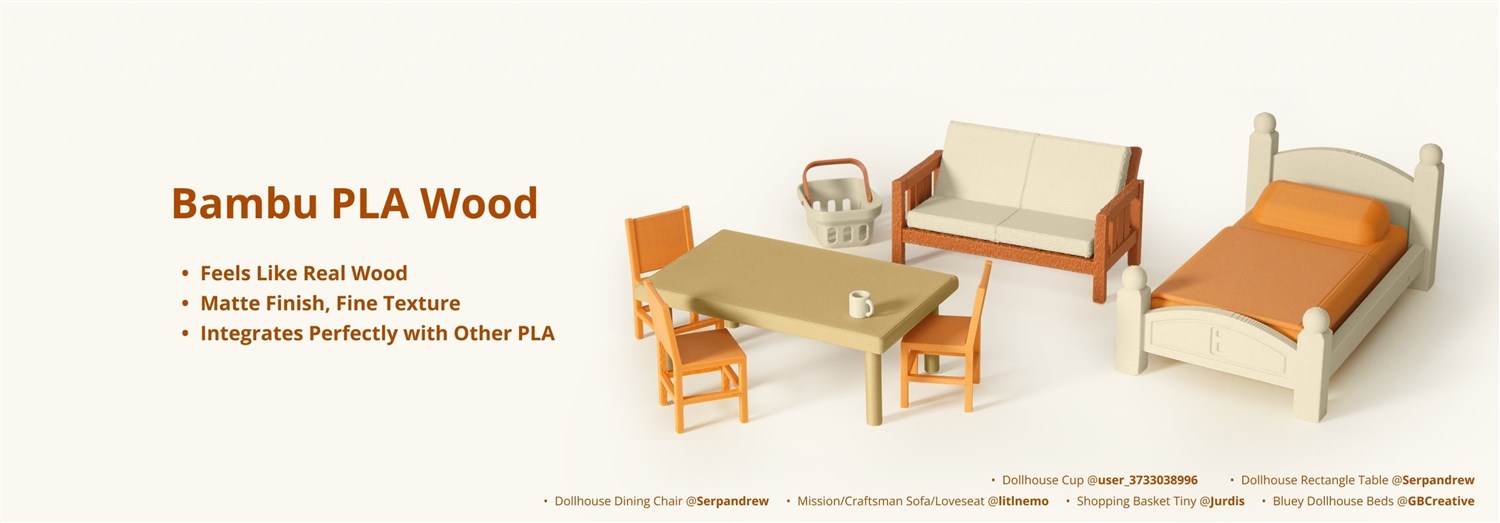 Bambu Lab PLA Wood 1kg - White Oak