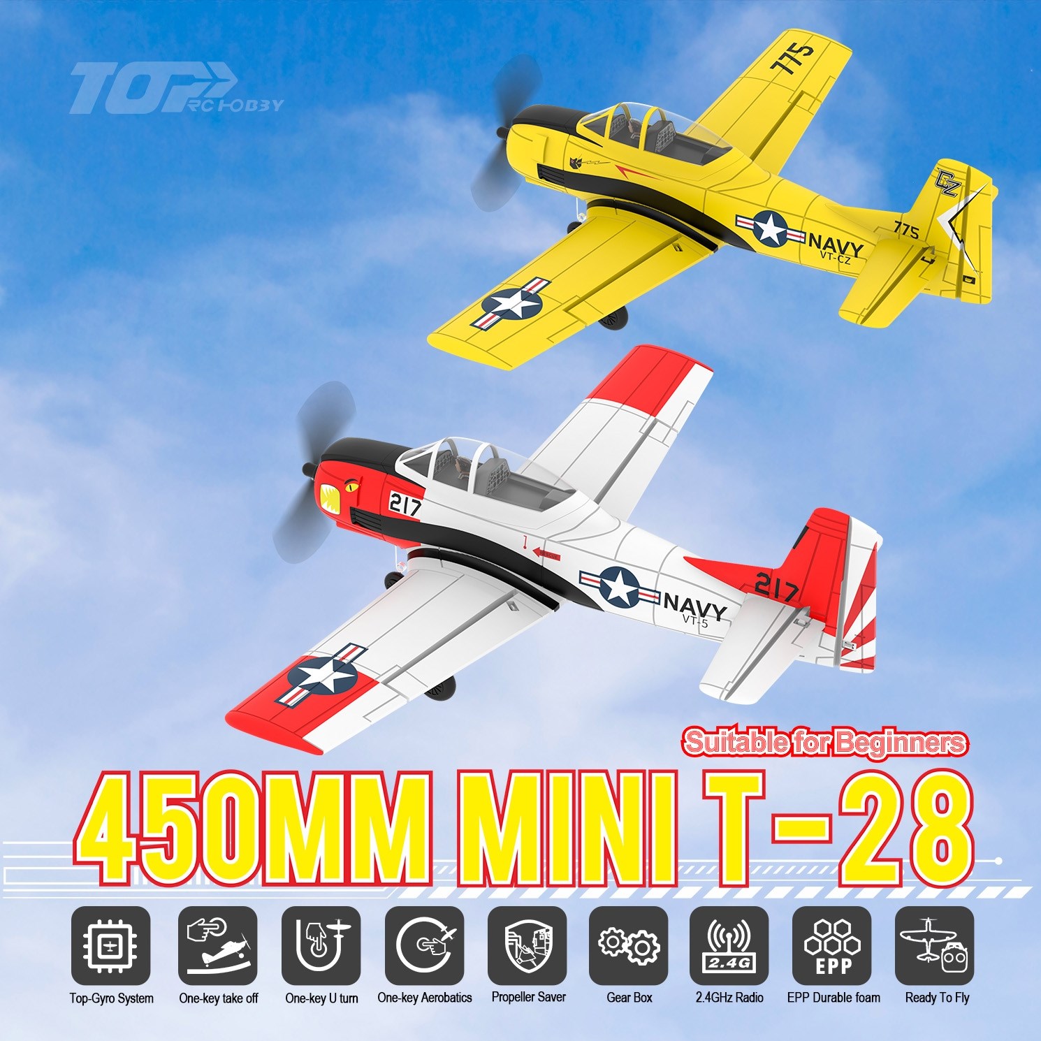 Top RC Hobby T28 450mm Gyro R�d RTF