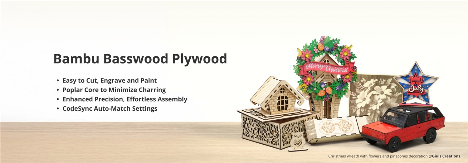 Bambu Lab Basswood Plywood 300x300x3mm - 6PCS