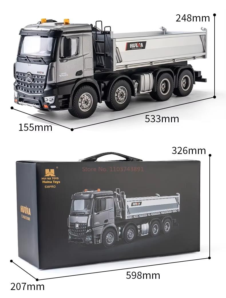 HuiNa Lastebil m. tipp 2.4Ghz 1:14 Metallversjon