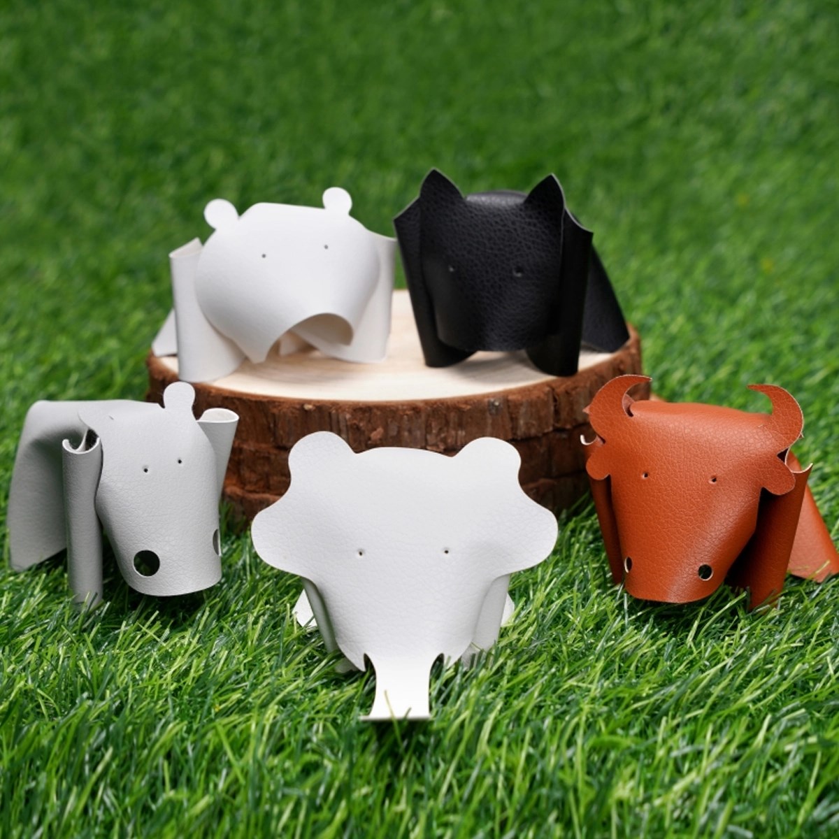 Bambu White Pebbled PU Leatherette Black 5pcs