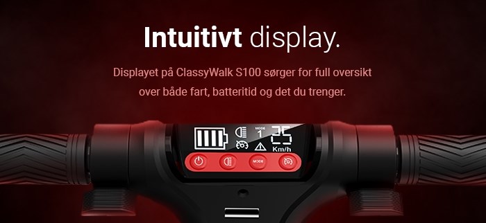 ClassyWalk® S100 Elektrisk Sparkesykkel - Hvit